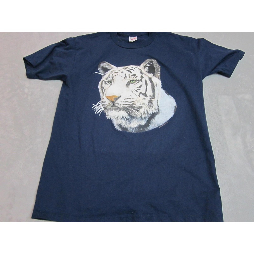 Vintage‎ Tiger Shirt Mens Medium Blue White Tiger Jerzees Graphic Tee USA 90s